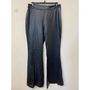 BAGATELLE.NYC Women's Black Pull On Faux Leather High Waist Flared Pants NWT